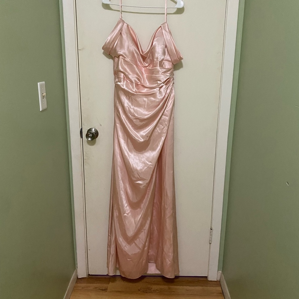 Signature Blush Satin Maxi Dress